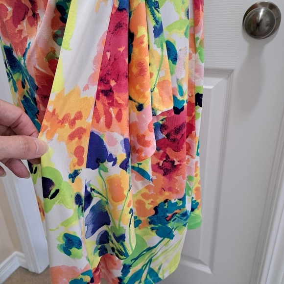 Chaps Floral Dress Faux Wrap Colourful Print Women's Large Sleeveless Dress - Picture 8 of 14